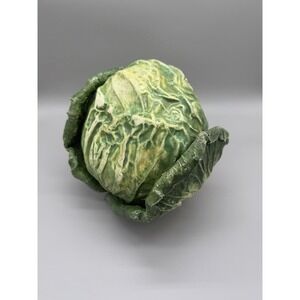 Vintage Ceramic Cabbage Figurine Realistic Lettuce Leaf Head Sculpture Green